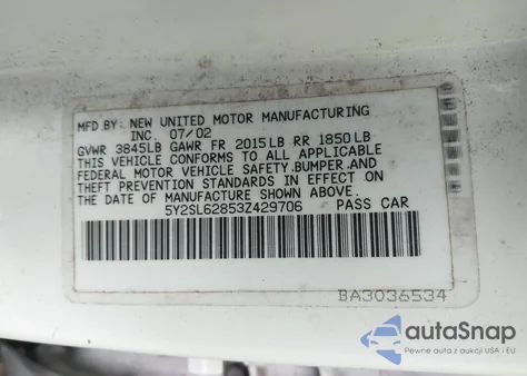2003 Pontiac Vibe from USA, damaged, VIN 5Y2SL62853Z429706
